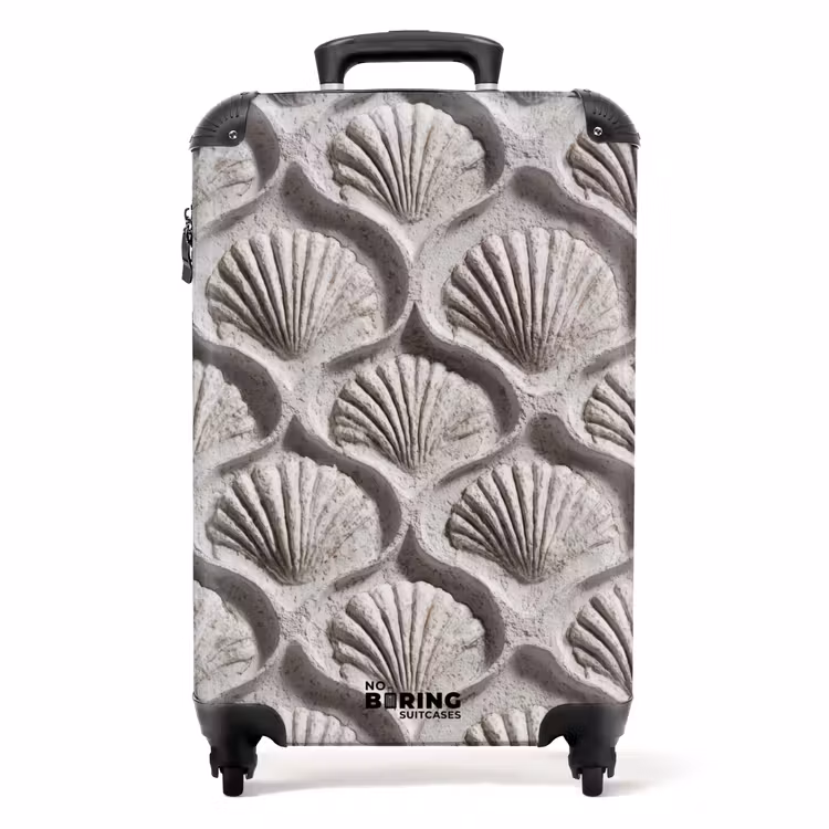 Zand - Schelpenvorm - Grijs NBS - Handbagage koffer - Volwassenen Unisex middel -productfoto_recht