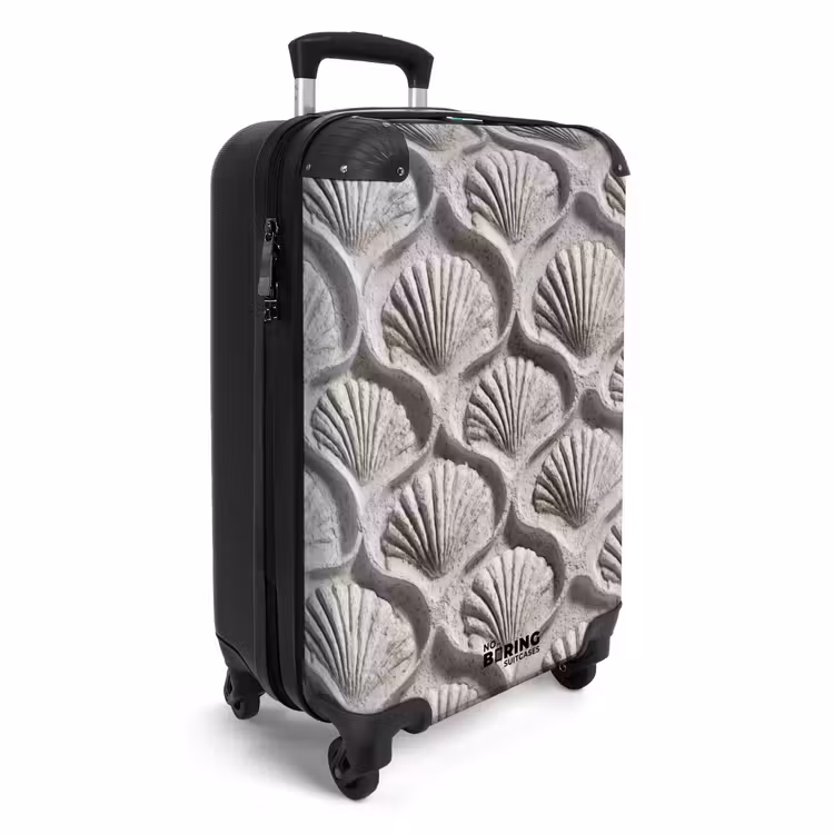 Zand - Schelpenvorm - Grijs NBS - Handbagage koffer - Volwassenen Unisex middel -productfoto_3d