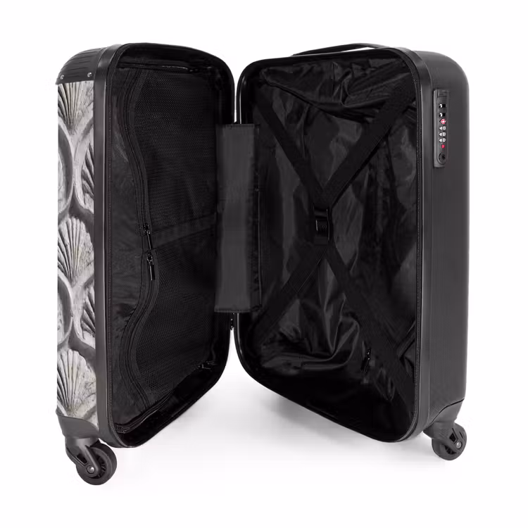 Zand - Schelpenvorm - Grijs NBS - Handbagage koffer - Volwassenen Unisex middel -binnenkant