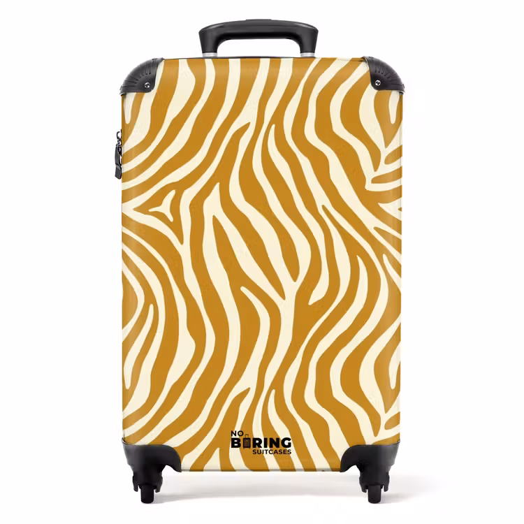 Zebra - Klassiek - Oker - Geel NBS - Handbagage koffer - Volwassenen Unisex middel -productfoto_recht