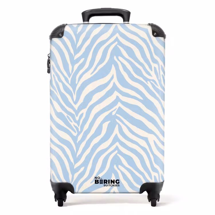 Zebra - Motief - Blauw - Wit NBS - Handbagage koffer - Volwassenen Unisex middel -productfoto_recht