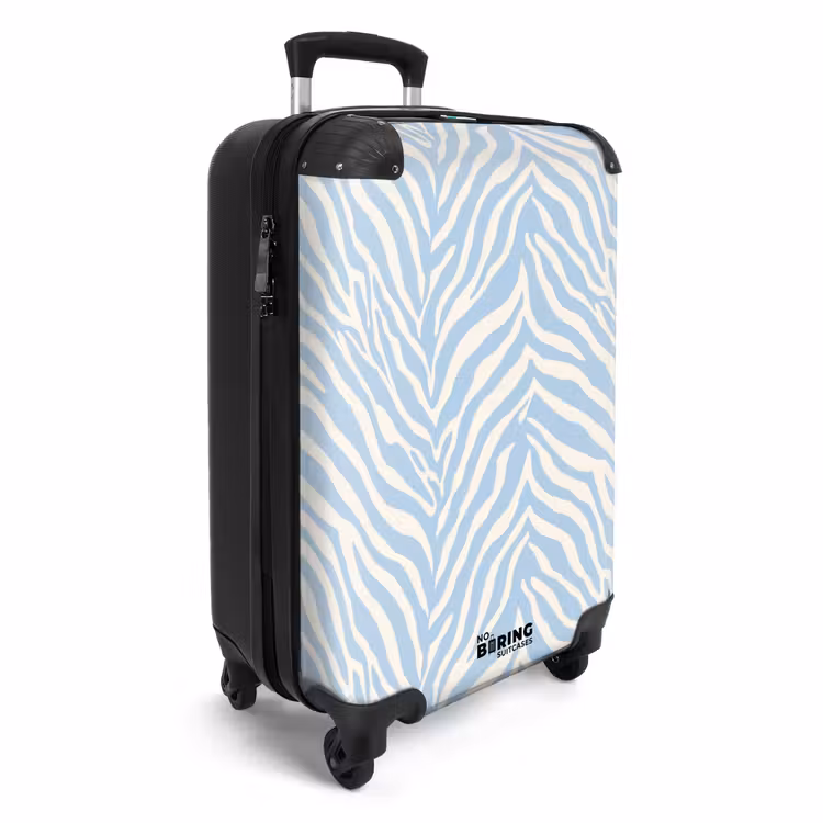 Zebra - Motief - Blauw - Wit NBS - Handbagage koffer - Volwassenen Unisex middel -productfoto_3d