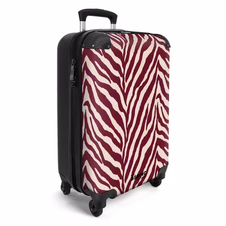 Zebra - Motief - Bordeaux - Rood NBS - Handbagage koffer - Volwassenen Unisex middel -productfoto_3d
