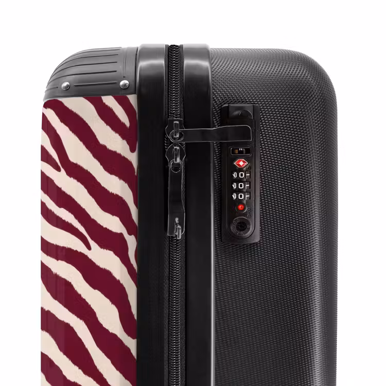 Zebra - Motief - Bordeaux - Rood NBS - Handbagage koffer - Volwassenen Unisex middel -slot