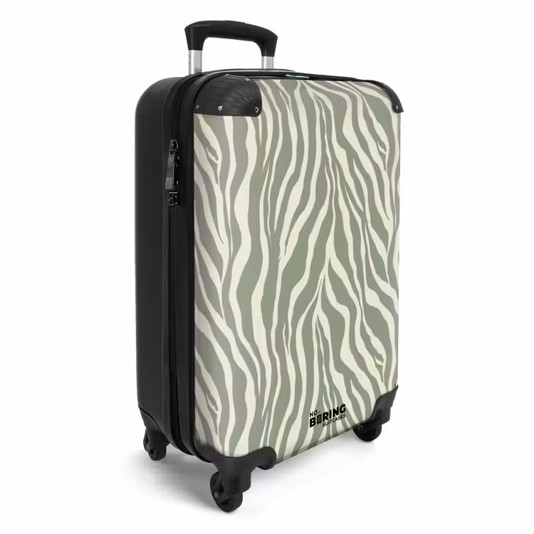 Zebra - Motief - Groen NBS - Handbagage koffer - Volwassenen Unisex middel -productfoto_3d