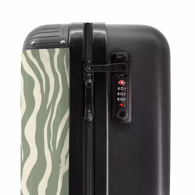 Zebra - Motief - Groen NBS - Handbagage koffer - Volwassenen Unisex middel -slot
