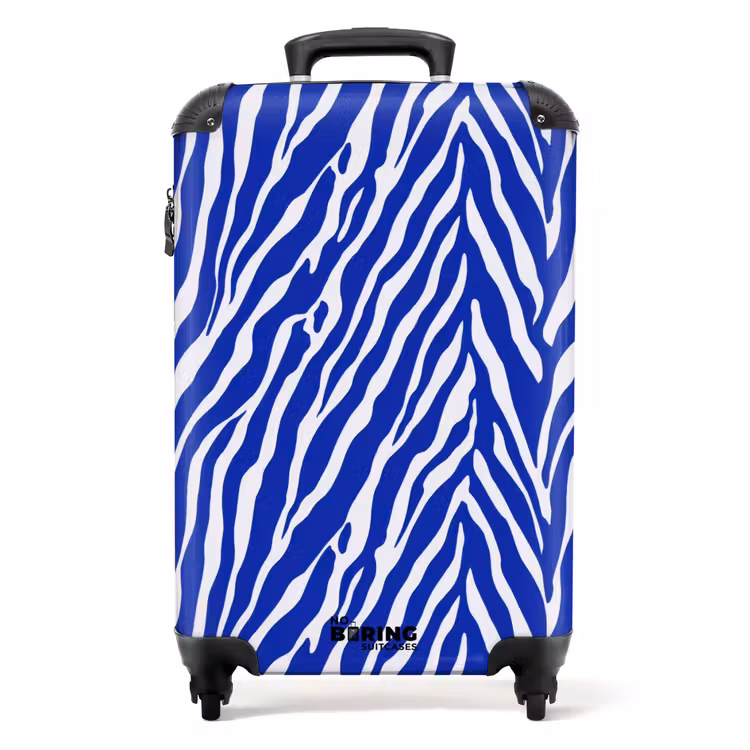 Zebra - Patroon - Kobalt - Blauw NBS - Handbagage koffer - Volwassenen Unisex middel -productfoto_recht