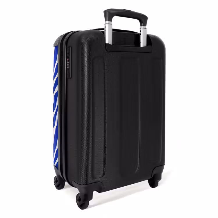 Zebra - Patroon - Kobalt - Blauw NBS - Handbagage koffer - Volwassenen Unisex middel -achterkant