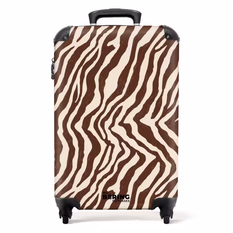 Zebra - Patroon - Zwart - Wit NBS - Handbagage koffer - Volwassenen Unisex middel -productfoto_recht