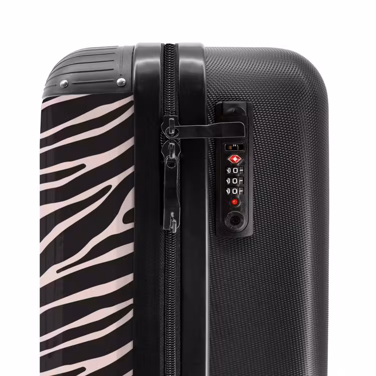 Zebra strepenmotief op zachtroze NBS - Handbagage koffer - Volwassenen Unisex middel -slot