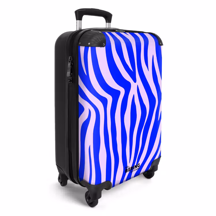 Zebrapatroon blauw en lila NBS - Handbagage koffer - Volwassenen Unisex middel -productfoto_3d