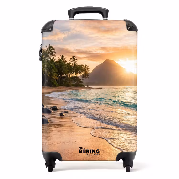 Koffer - Zee - Berg - Landschap - Tropisch - Goud - Zee - Berg - Landschap - Tropisch - Goud NBS - Handbagage koffer - Volwassenen Unisex middel