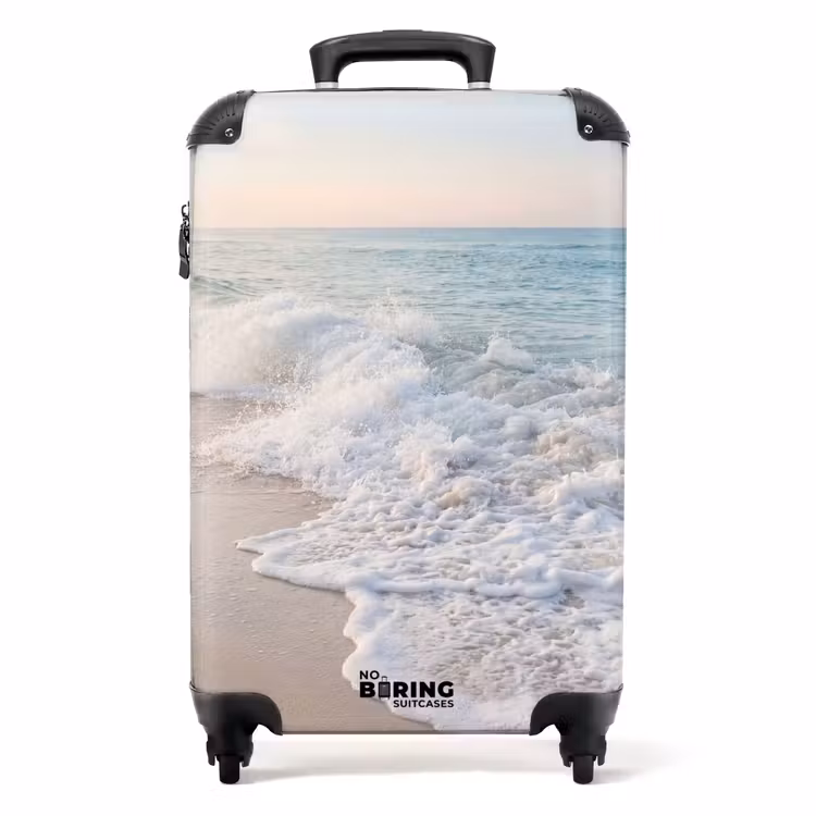 Koffer - Zee - Golven - Strand - Natuur - Wit - Zee - Golven - Strand - Natuur - Wit NBS - Handbagage koffer - Volwassenen Unisex middel