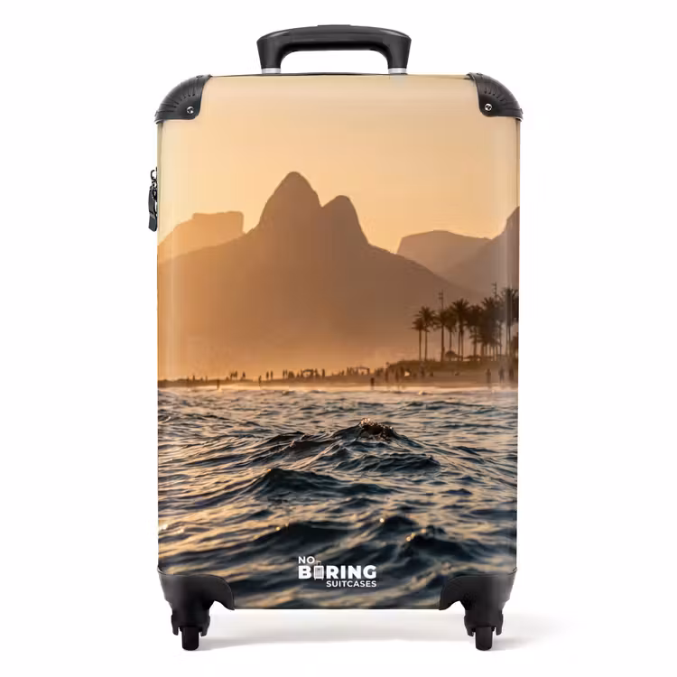 Koffer - Zee - Golven - Zonsondergang - Kust - Goud - Zee - Golven - Zonsondergang - Kust - Goud NBS - Handbagage koffer - Volwassenen Unisex middel