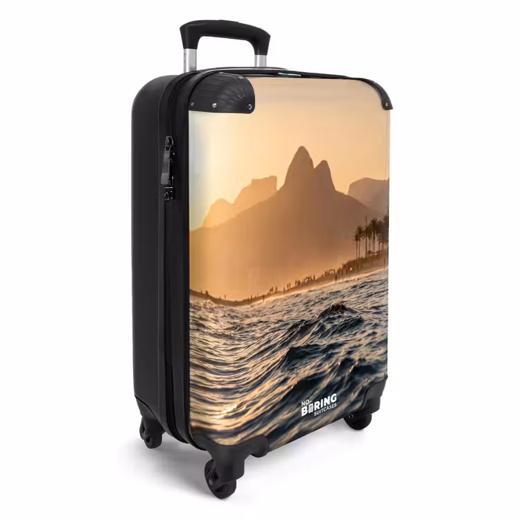 Koffer - Zee - Golven - Zonsondergang - Kust - Goud - Zee - Golven - Zonsondergang - Kust - Goud NBS - Handbagage koffer - Volwassenen Unisex middel