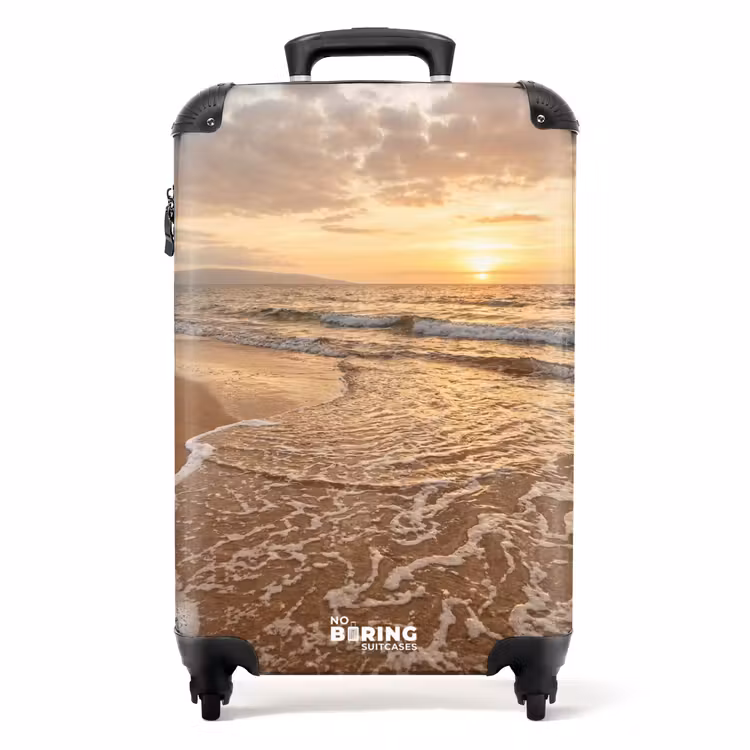 Koffer - Zee - Kustlijn - Wolken - Landschap - Oranje - Zee - Kustlijn - Wolken - Landschap - Oranje NBS - Handbagage koffer - Volwassenen Unisex middel