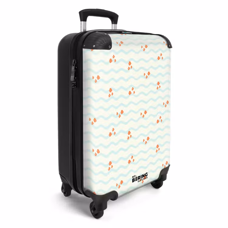 Zee met vissen patroon oranje blauw NBS - Handbagage koffer - Kinderen Unisex middel -productfoto_3d