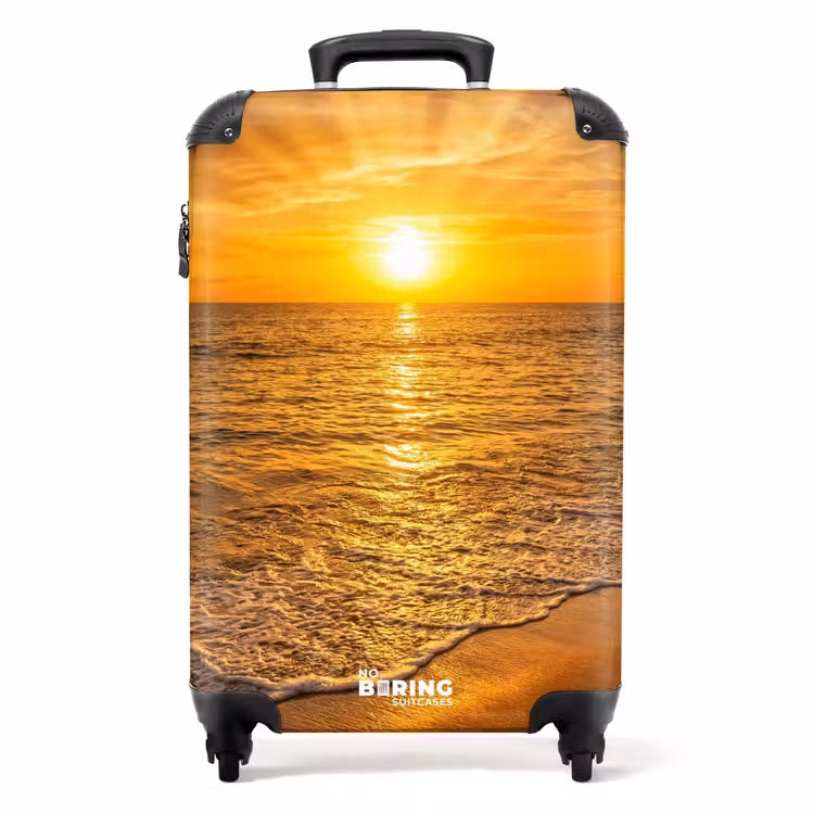 Koffer - Zee - Zonsondergang - Golven - Kust - Oranje - Zee - Zonsondergang - Golven - Kust - Oranje NBS - Handbagage koffer - Volwassenen Unisex middel