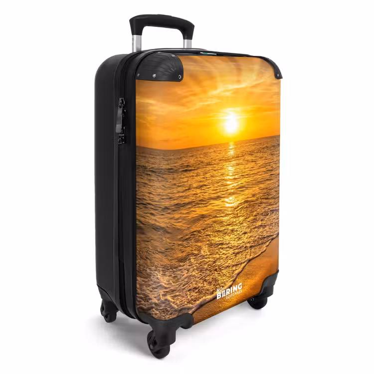 Koffer - Zee - Zonsondergang - Golven - Kust - Oranje - Zee - Zonsondergang - Golven - Kust - Oranje NBS - Handbagage koffer - Volwassenen Unisex middel