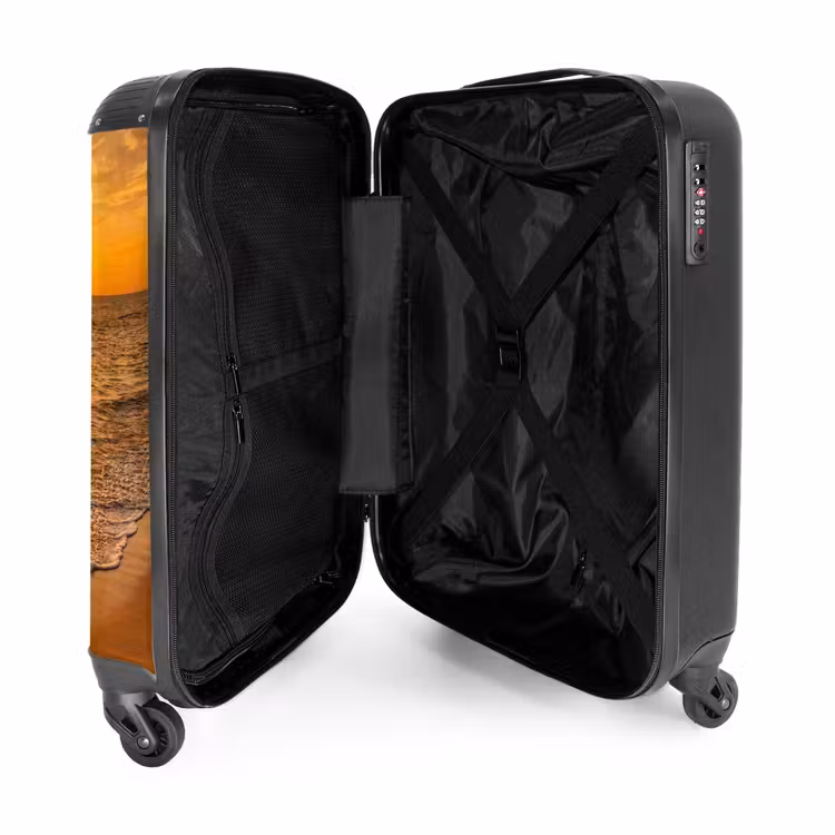 Koffer - Zee - Zonsondergang - Golven - Kust - Oranje - Zee - Zonsondergang - Golven - Kust - Oranje NBS - Handbagage koffer - Volwassenen Unisex middel