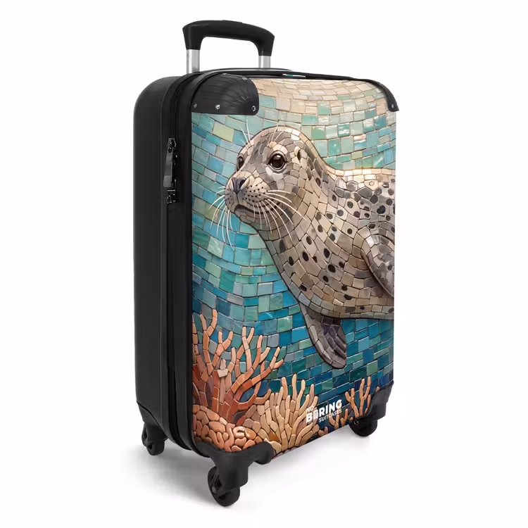 Koffer - Zeehond - Mozaïek - Onderwater - Dieren - Blauw - Zeehond - Mozaïek - Onderwater - Dieren - Blauw NBS - Handbagage koffer - Volwassenen Unisex middel