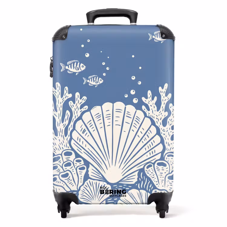 Koffer - Zeeleven - Koraal - Schelp - Vis - Illustratie - Onderwater - Zeeleven - Koraal - Schelp - Vis - Illustratie - Onderwater NBS - Handbagage koffer - Volwassenen Unisex middel