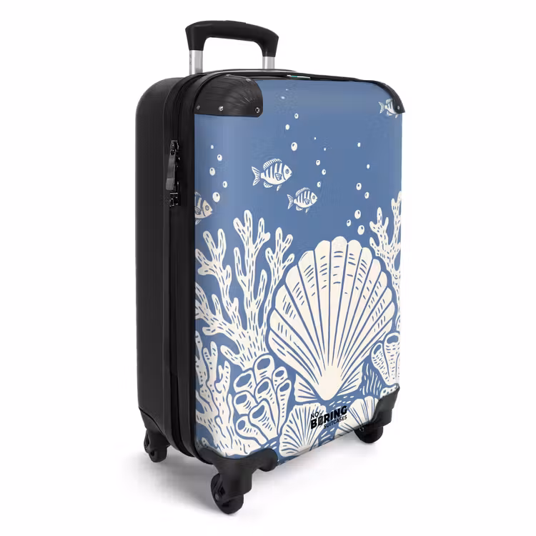Koffer - Zeeleven - Koraal - Schelp - Vis - Illustratie - Onderwater - Zeeleven - Koraal - Schelp - Vis - Illustratie - Onderwater NBS - Handbagage koffer - Volwassenen Unisex middel