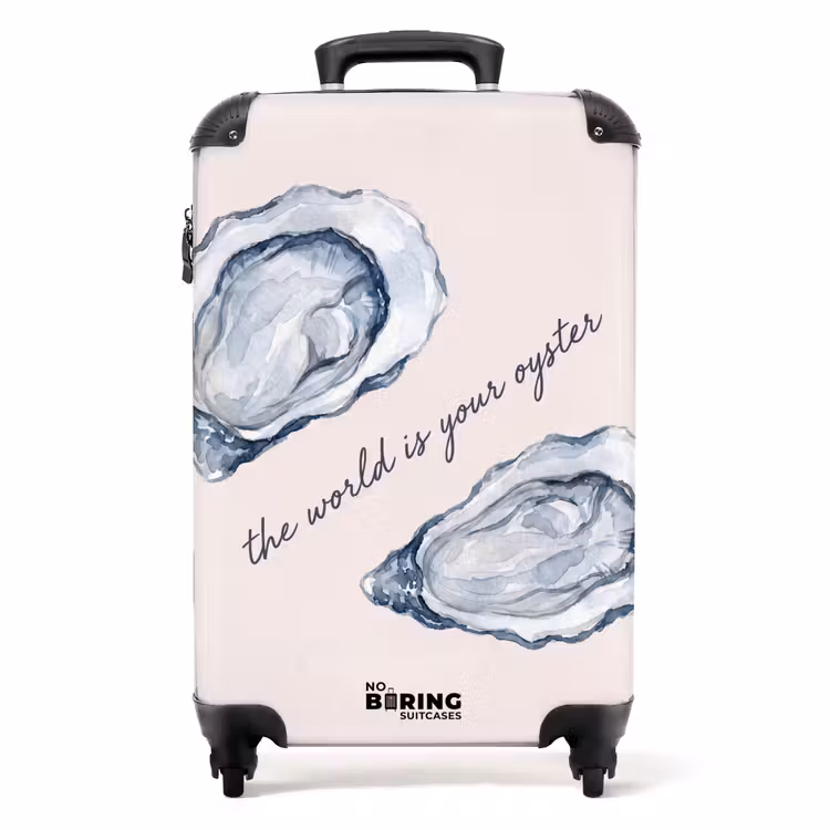 Koffer - Zeeleven - Oester - Aquarel - Minimalistisch - Blauw - Zeeleven - Oester - Aquarel - Minimalistisch - Blauw NBS - Handbagage koffer - Volwassenen Unisex middel