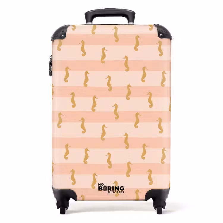 Zeepaard patroon roze NBS - Handbagage koffer - Kinderen Unisex middel -productfoto_recht