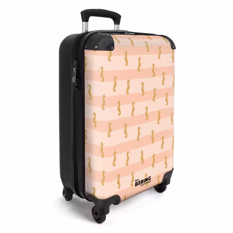 Zeepaard patroon roze NBS - Handbagage koffer - Kinderen Unisex middel -productfoto_3d