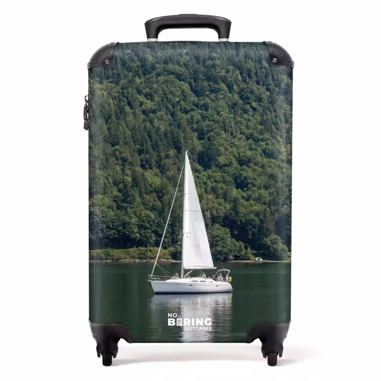 Koffer - Zeilboot - Water - Bergen - Natuur - Groen - Zeilboot - Water - Bergen - Natuur - Groen NBS - Handbagage koffer - Volwassenen Unisex middel