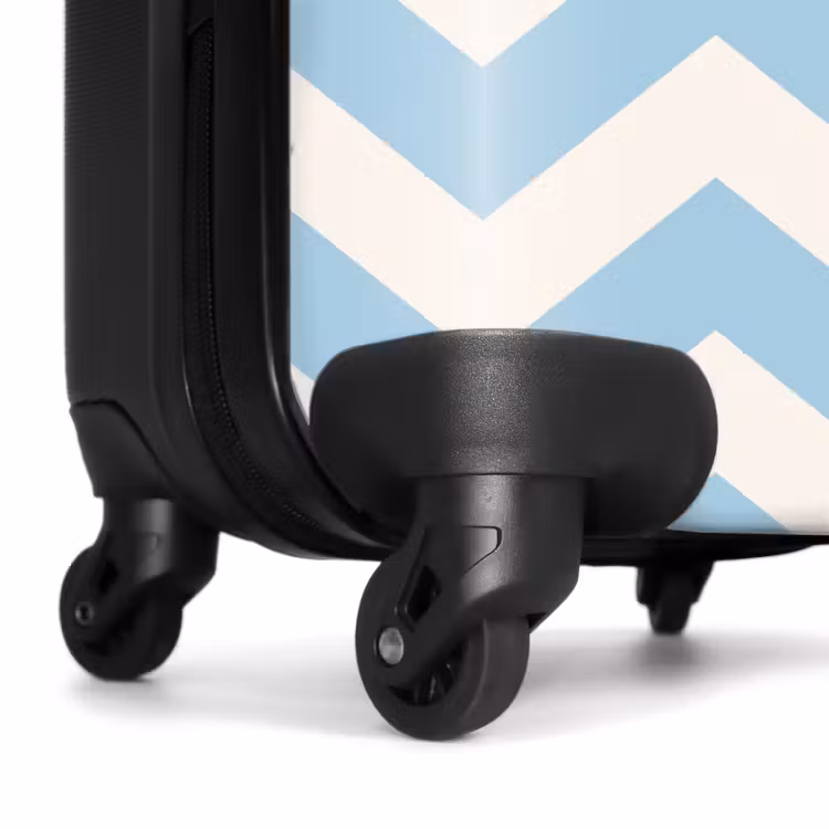 Zigzag patroon in blauw en wit NBS - Handbagage koffer - Unisex middel -wiel