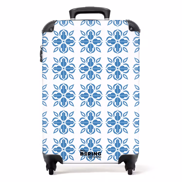 Zomer tegel print blauw NBS - Handbagage koffer - Volwassenen Unisex middel -productfoto_recht