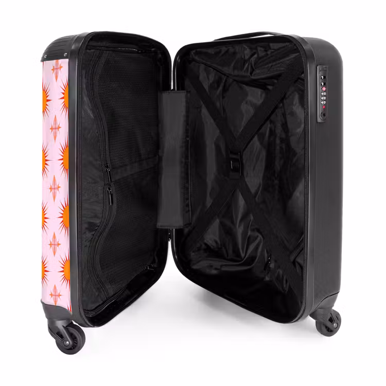 Zon - Patroon - Roze NBS - Handbagage koffer - Volwassenen Unisex middel -binnenkant