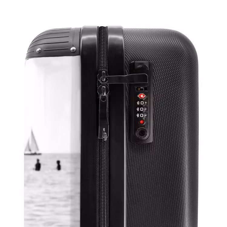 Zonnehoed - Strand - Zwart - Wit NBS - Handbagage koffer - Volwassenen Unisex middel -slot