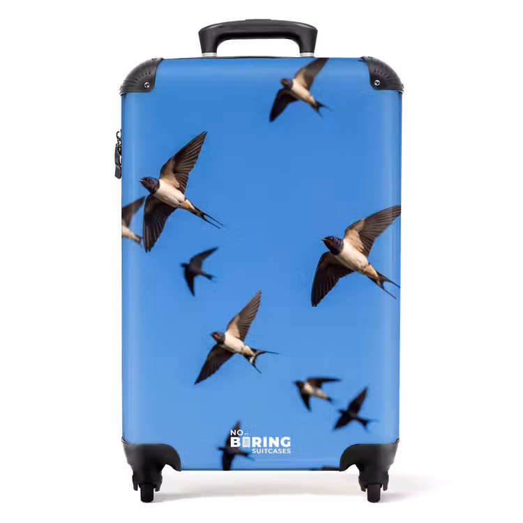 Koffer - Zwaluwen - Vliegen - Blauw - Zwaluwen - Vliegen - Blauw NBS - Handbagage koffer - Volwassenen Unisex middel