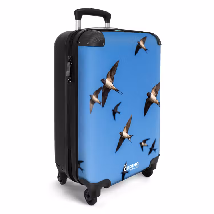 Koffer - Zwaluwen - Vliegen - Blauw - Zwaluwen - Vliegen - Blauw NBS - Handbagage koffer - Volwassenen Unisex middel