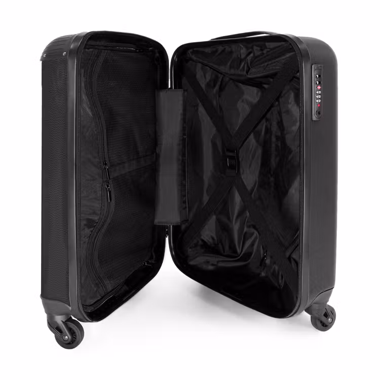 Zwart leer patroon NBS - Handbagage koffer - Kinderen Unisex middel -binnenkant
