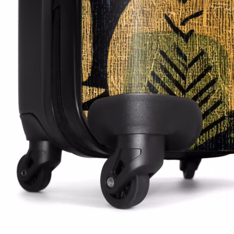Koffer - Zwart - Okergeel - Botanisch - Textuur - Zwart - Okergeel - Botanisch - Textuur NBS - Handbagage koffer - Volwassenen Unisex middel