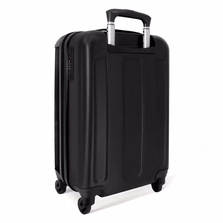 Zwart paard met witte bles en kleurrijke bloemen Koffer - NBS - Handbagage middel -achterkant