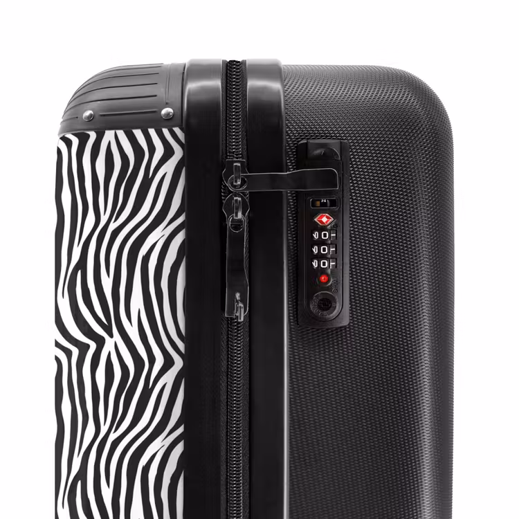 Zwart wit zebrapatroon met golvende strepen NBS - Handbagage koffer - Volwassenen Unisex middel -slot