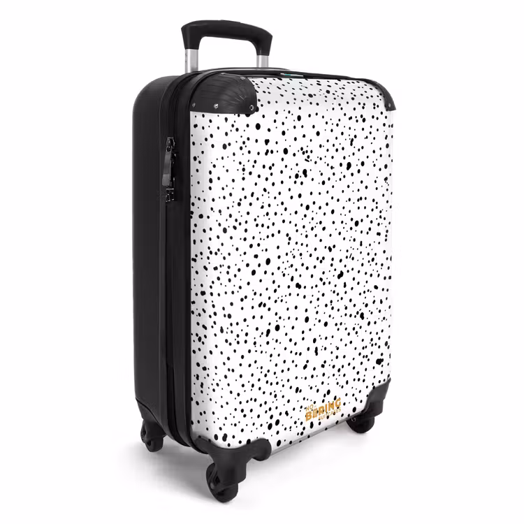 Zwarte stippen over een witte achtergrond NBS - Handbagage koffer - Volwassenen Unisex middel -productfoto_3d