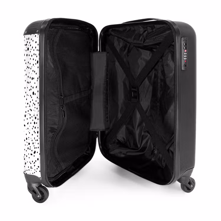 Zwarte stippen over een witte achtergrond NBS - Handbagage koffer - Volwassenen Unisex middel -binnenkant