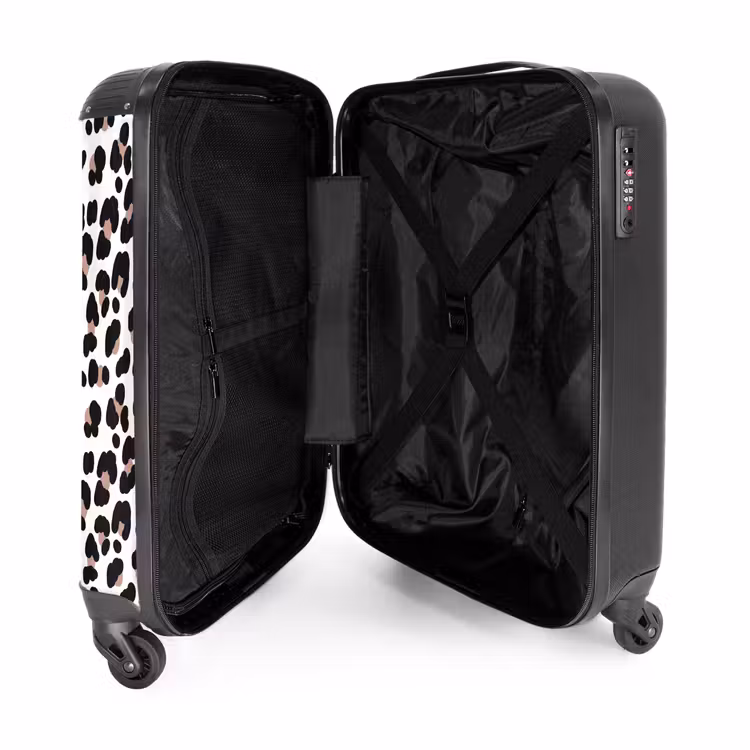Zwarte vlekken met witte achtergrond NBS - Handbagage koffer - Volwassenen Unisex middel -binnenkant