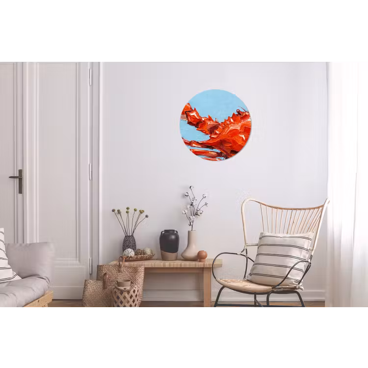 Krab - Zee - Dieren - Abstract - Rood Wandcirkel aluminium klein -woonkamer