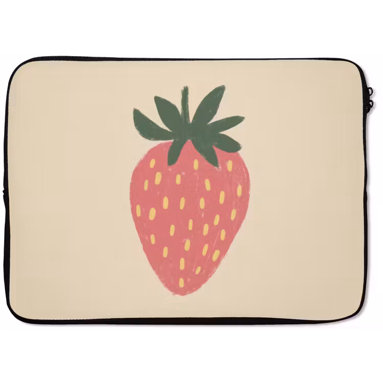Aardbei - Minimalistisch - Rood - Fruit laptophoes neopreen klein -zkaufland3dotto
