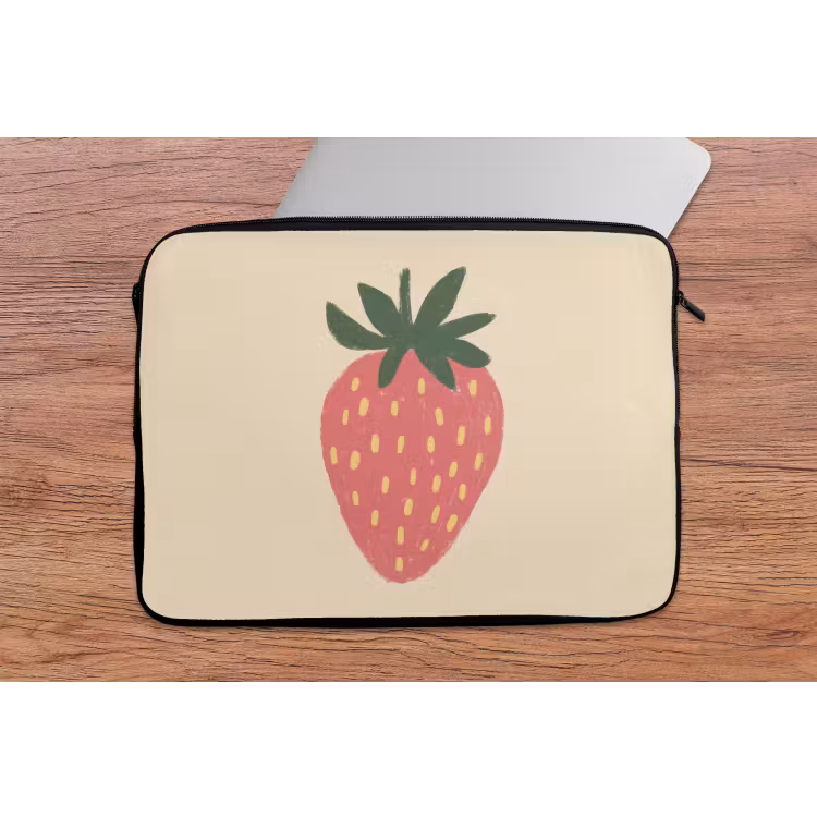 Aardbei - Minimalistisch - Rood - Fruit laptophoes neopreen klein -tafel