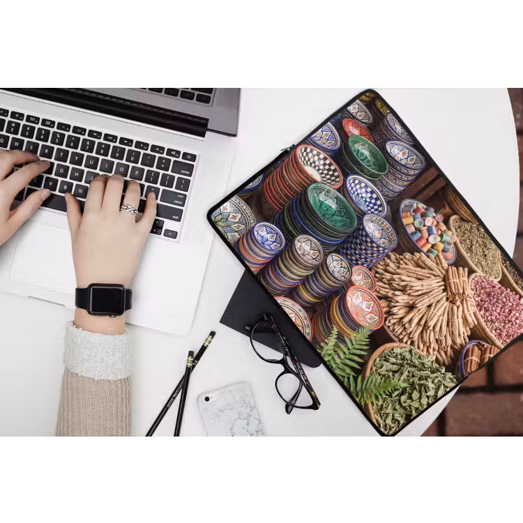 Laptophoes Aardewerk - Oosters - Kleurrijk - Aardewerk - Oosters - Kleurrijk laptophoes neopreen klein