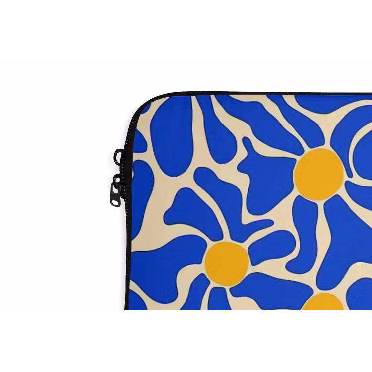 Abstract - Bloem - Blauw laptophoes neopreen klein 279 -detail
