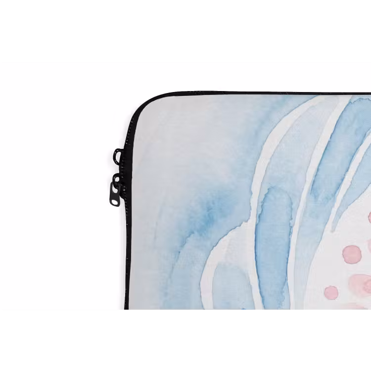Abstract - Bloemvorm - Aquarel - Roze - Blauw laptophoes neopreen klein -detail